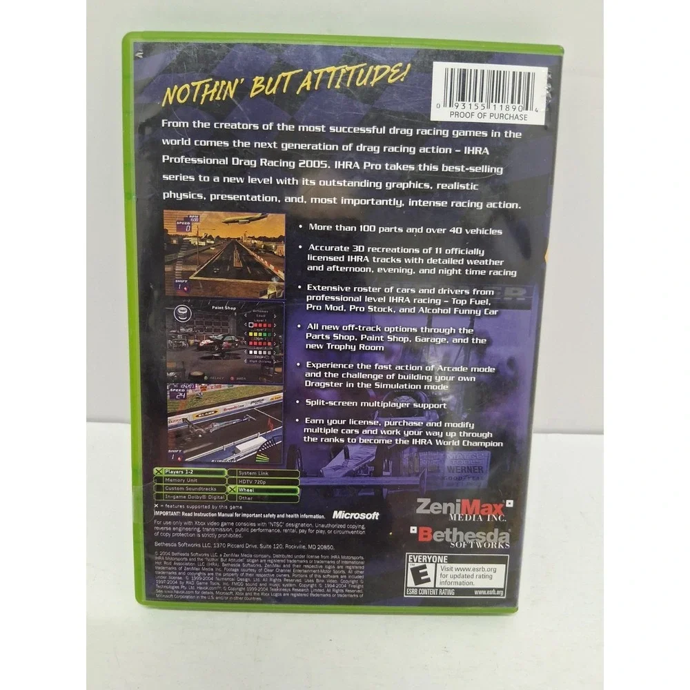 IHRA Professional Drag Racing 2005 (Microsoft Xbox, 2004)